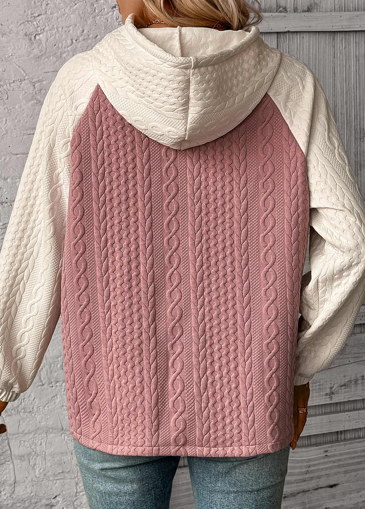 Women's Jacquard Texture Pullover Fall Hoodie