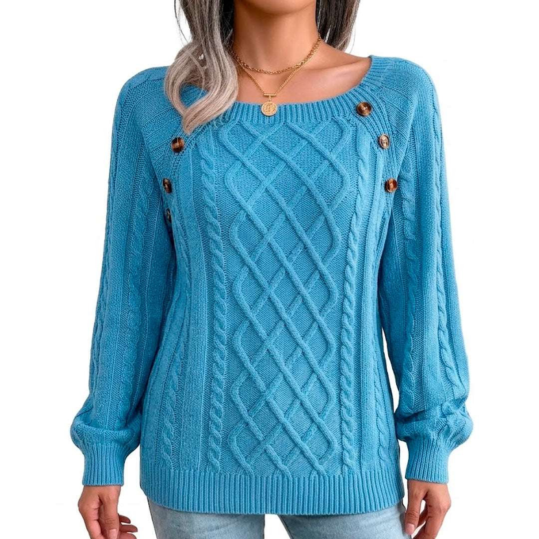 Strickpullover mit Knöpfen und Zopfmuster Jully