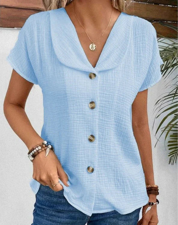 Damen Bluse aus Baumwolle-Leinen mit Kragen Jully