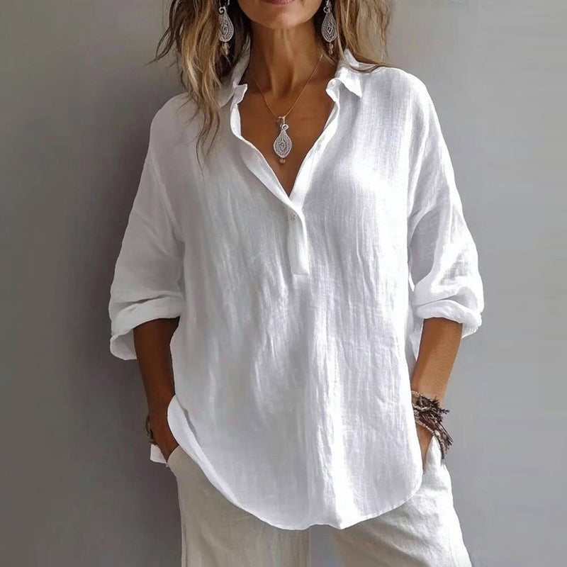 Damen Bluse aus Baumwolle mit Umlegekragen Jully
