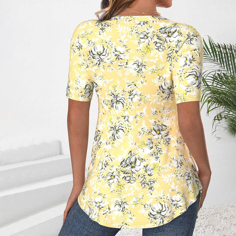 Damen Bluse mit Blumendruck und V-Ausschnitt Jully