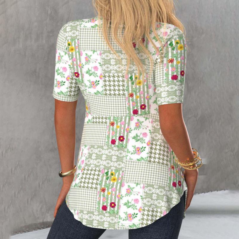 Damen Bluse mit Blumendruck und V-Ausschnitt Jully