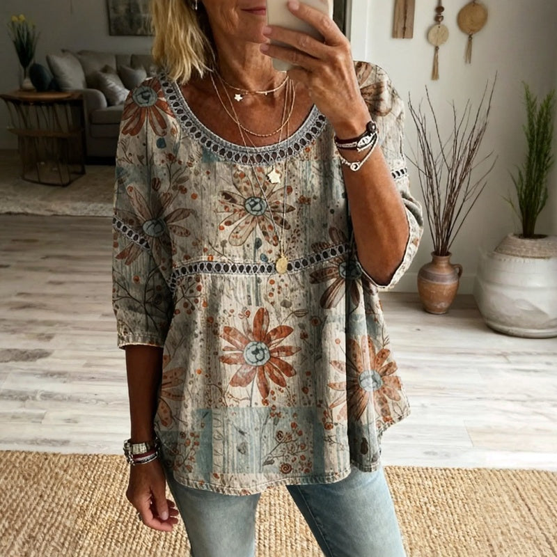 Damen Bluse mit Blumenmuster aus Baumwolle Jully