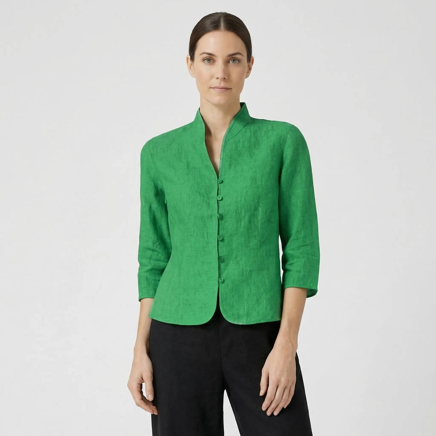 Damen Bluse mit Dreiviertelärmeln und Stehkragen Jully