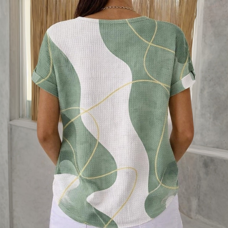 Damen Bluse mit Farbblock und Rundhalsausschnitt Jully