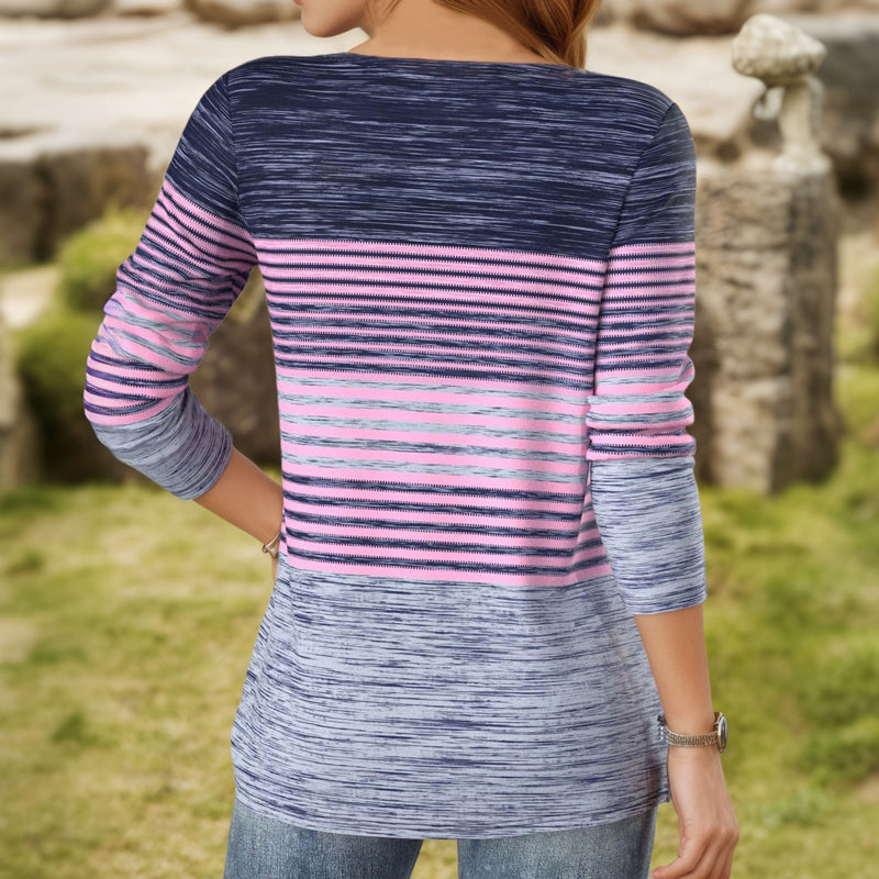 Damen Bluse mit Farbblock und V-Ausschnitt Jully