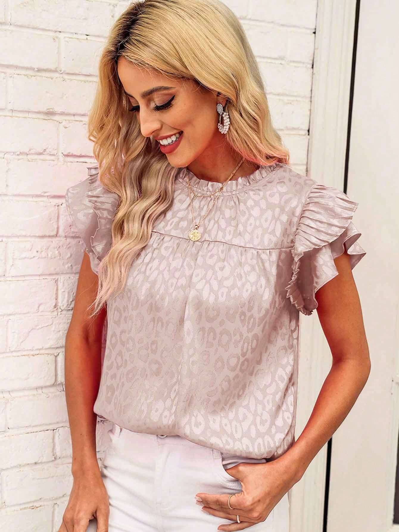 Damen Bluse mit Rüschendetails und Leopardenmuster Jully