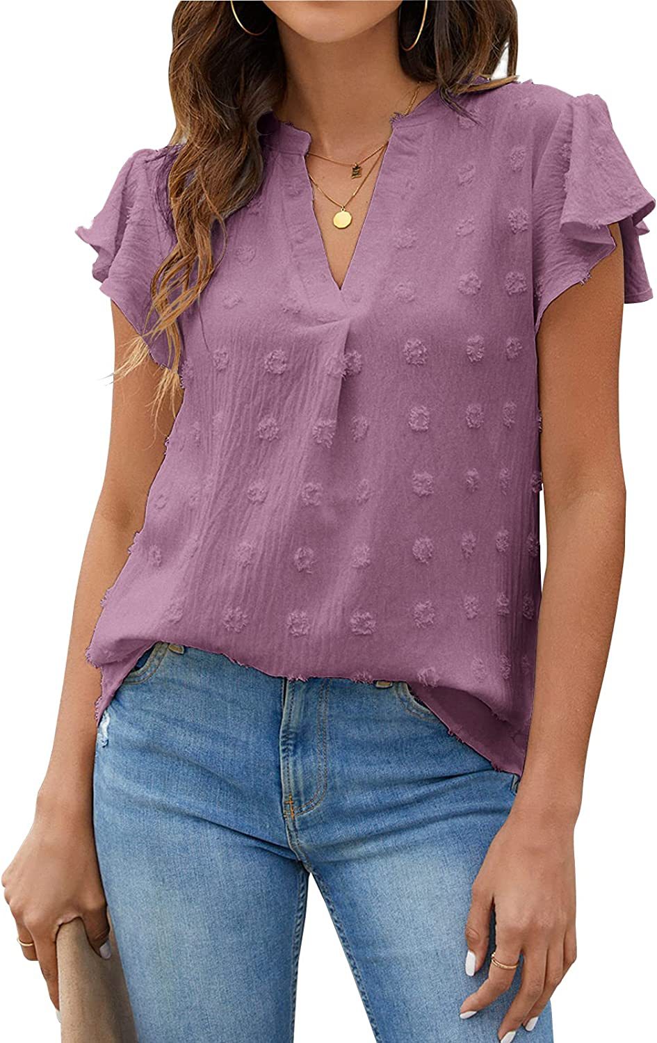 Damen Bluse mit Spitzenbesatz und Knopfdetails Jully