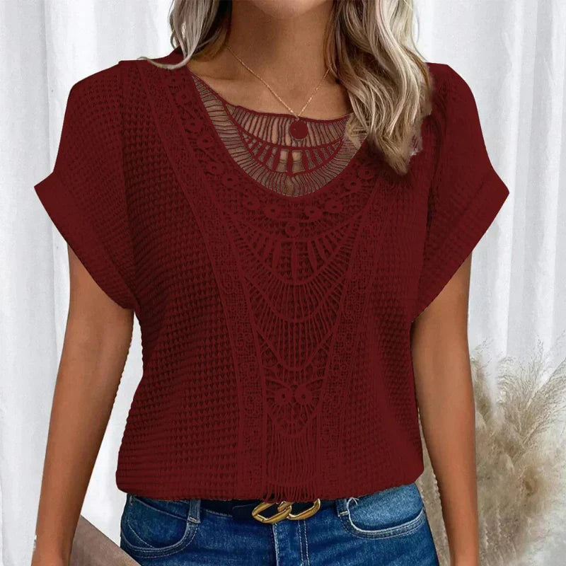 Damen Bluse mit Spitzendetails im Ibiza-Stil Jully