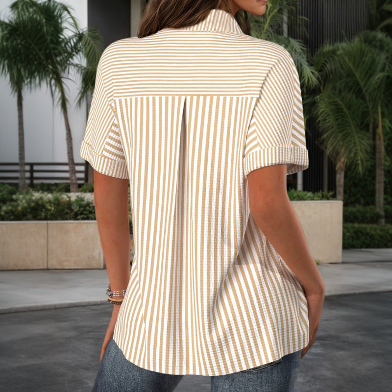 Damen Bluse mit Streifen und Umlegekragen Jully