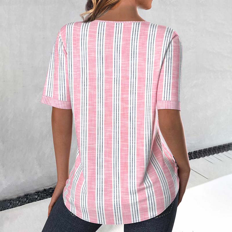 Damen Bluse mit V-Ausschnitt und gestreiftem Design Jully