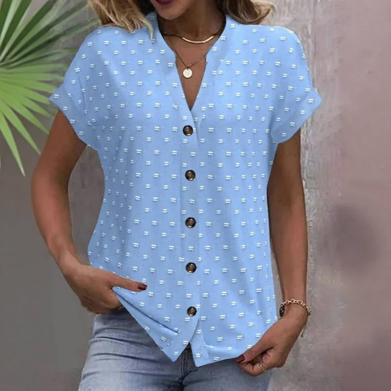 Damen Bluse mit V-Ausschnitt und kurzem Arm Jully