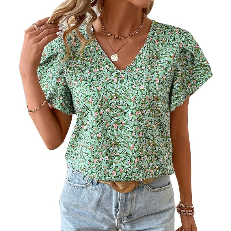Damen Bluse mit floralem Muster und Rüschendetails Jully