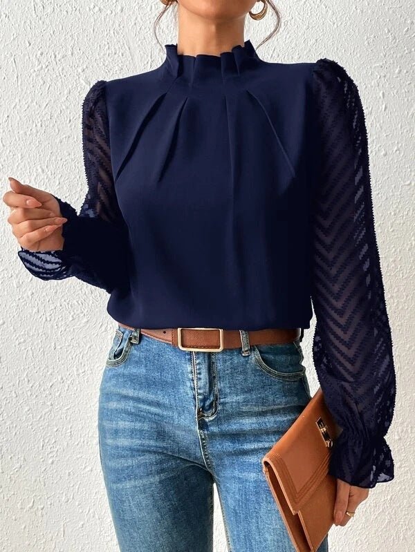 Damen Bluse mit plissierten Ärmeln in elegantem Design Jully