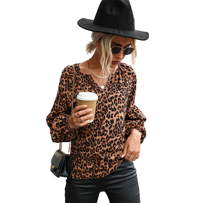 Damen Bluse mit voluminösen Ärmeln im Leopardenmuster Jully