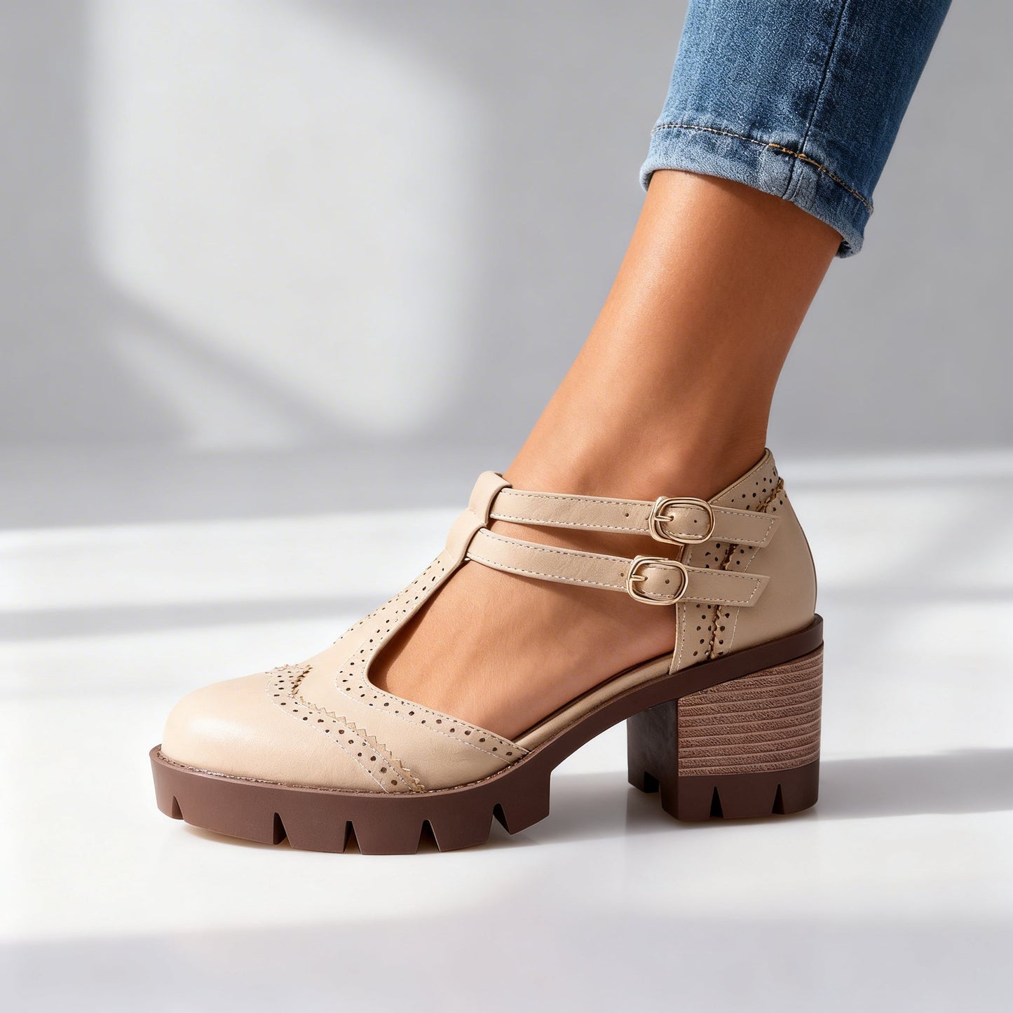 Damen Brogue-Loafer aus Glattleder mit Vintage-Charme Jully