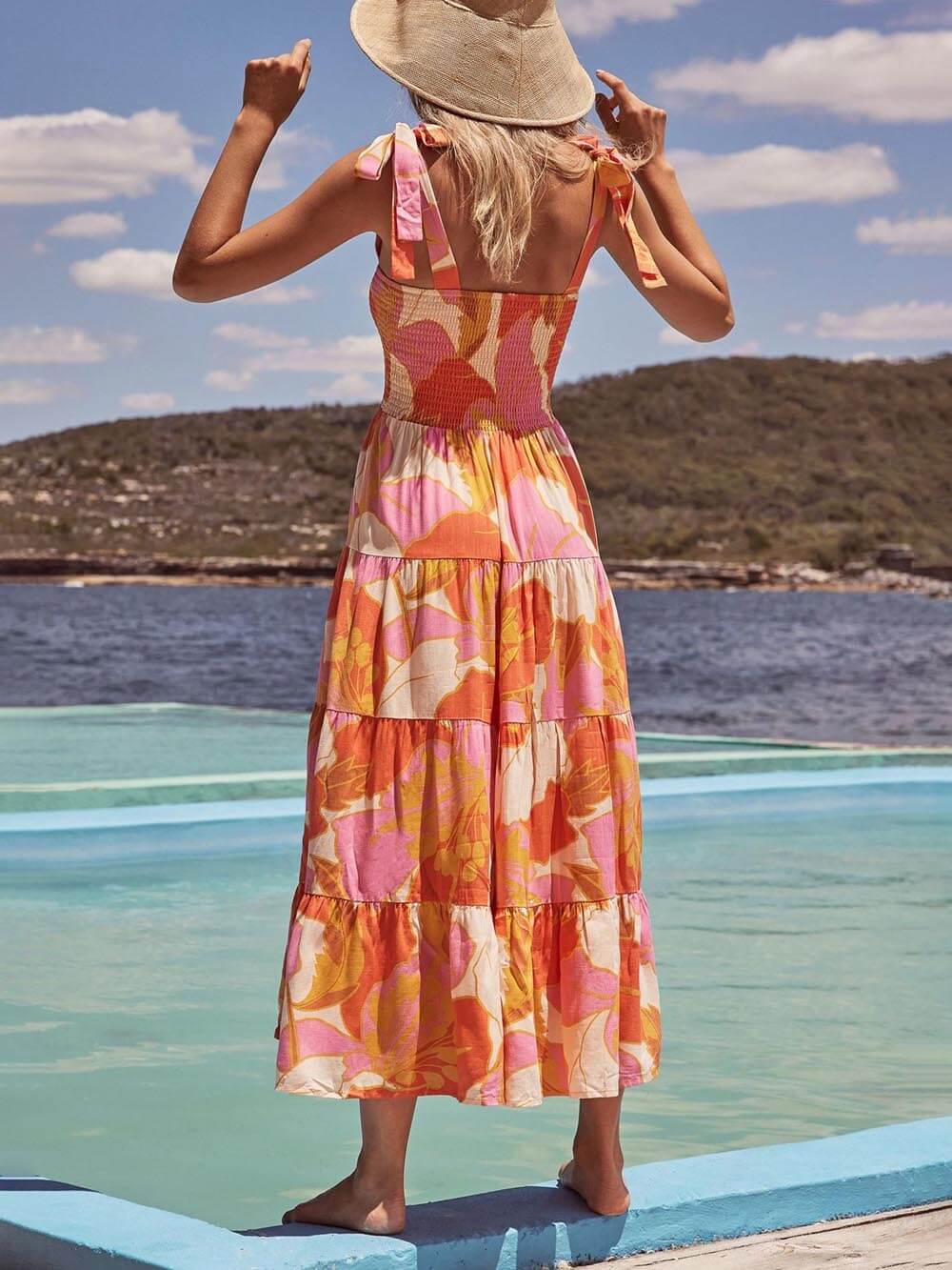 Damen Cami-Kleid mit plissiertem Design und Sea Charm-Print Jully
