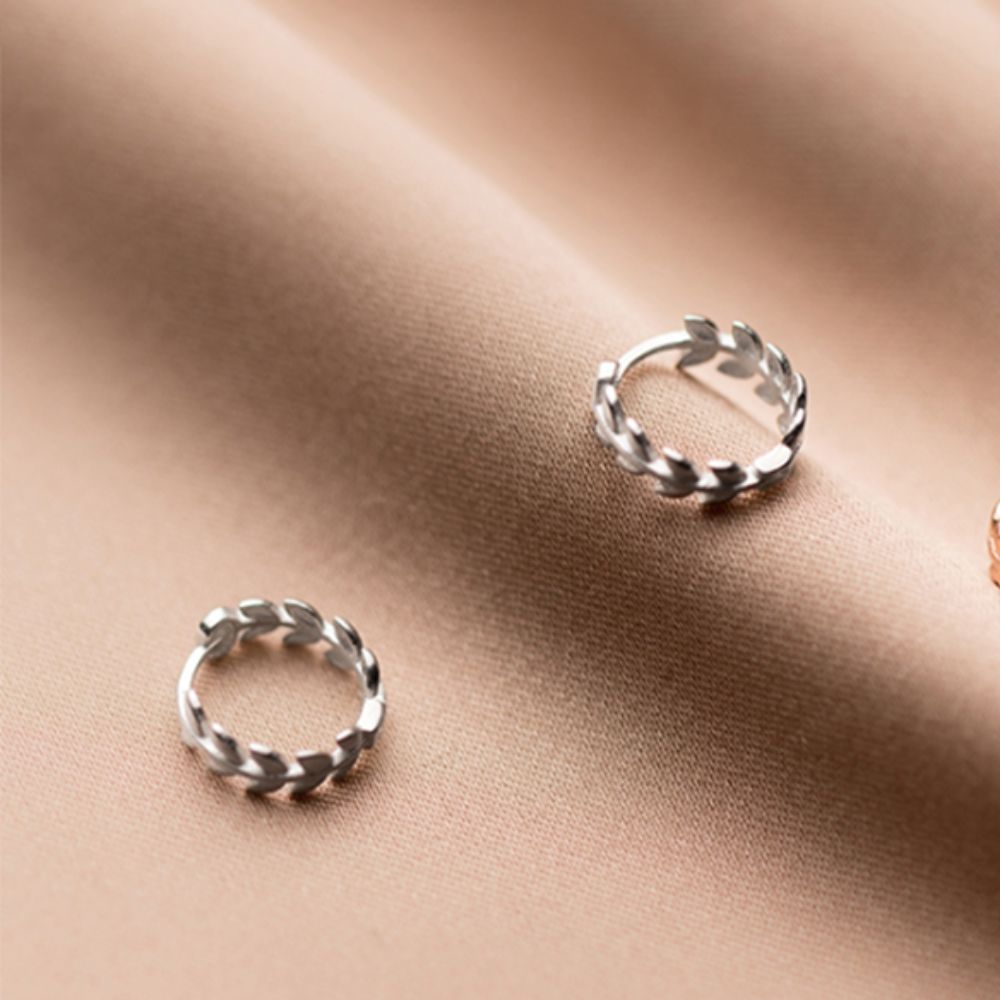 Damen Creolen mit Olivenblättern in Silber Jully