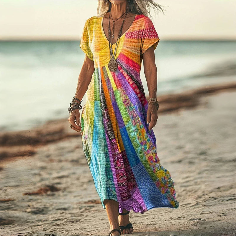Damen Freizeitkleid mit V-Ausschnitt Jully