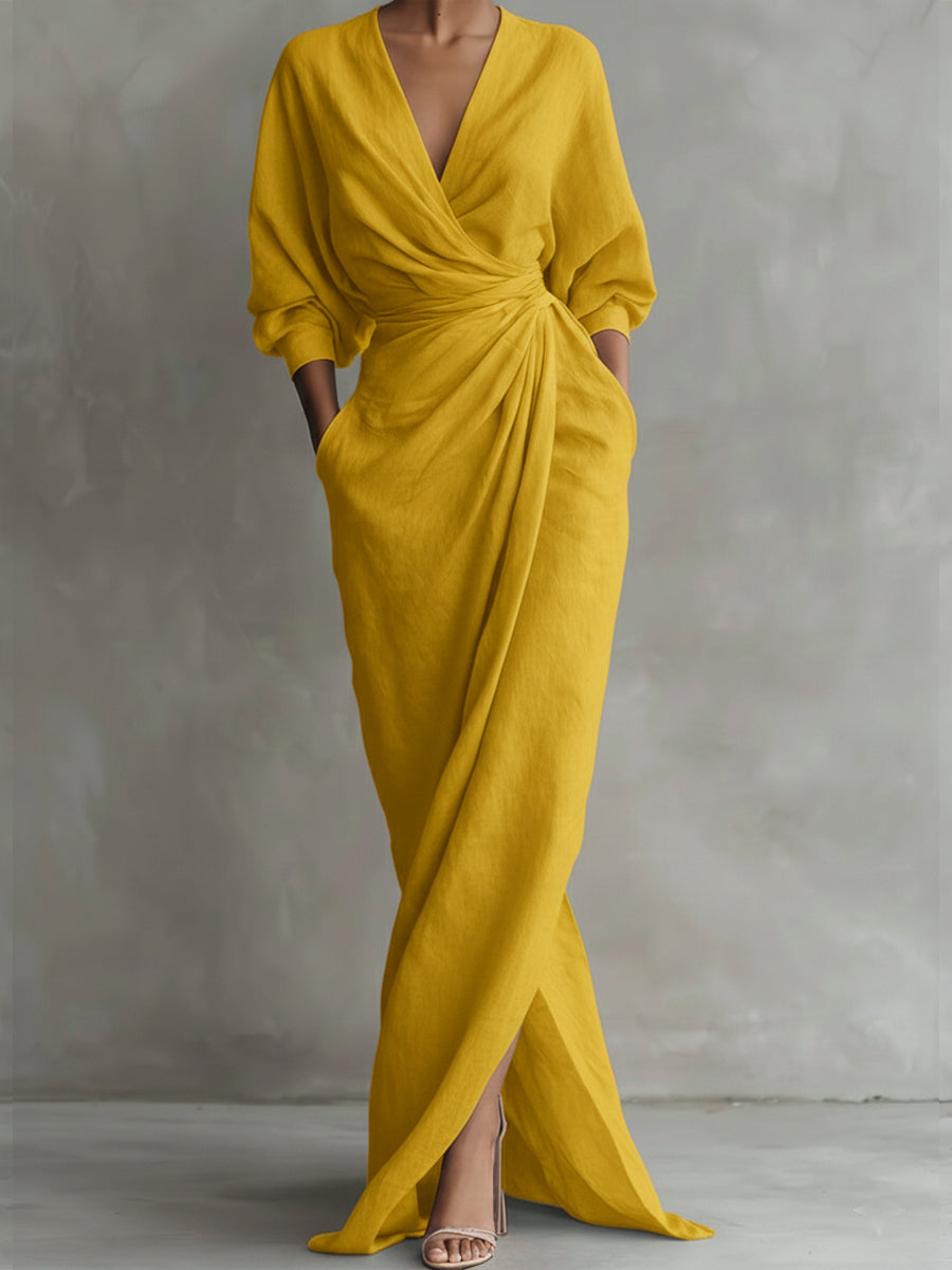 Damen Freizeitkleid mit V-Ausschnitt aus atmungsaktivem Stoff Jully