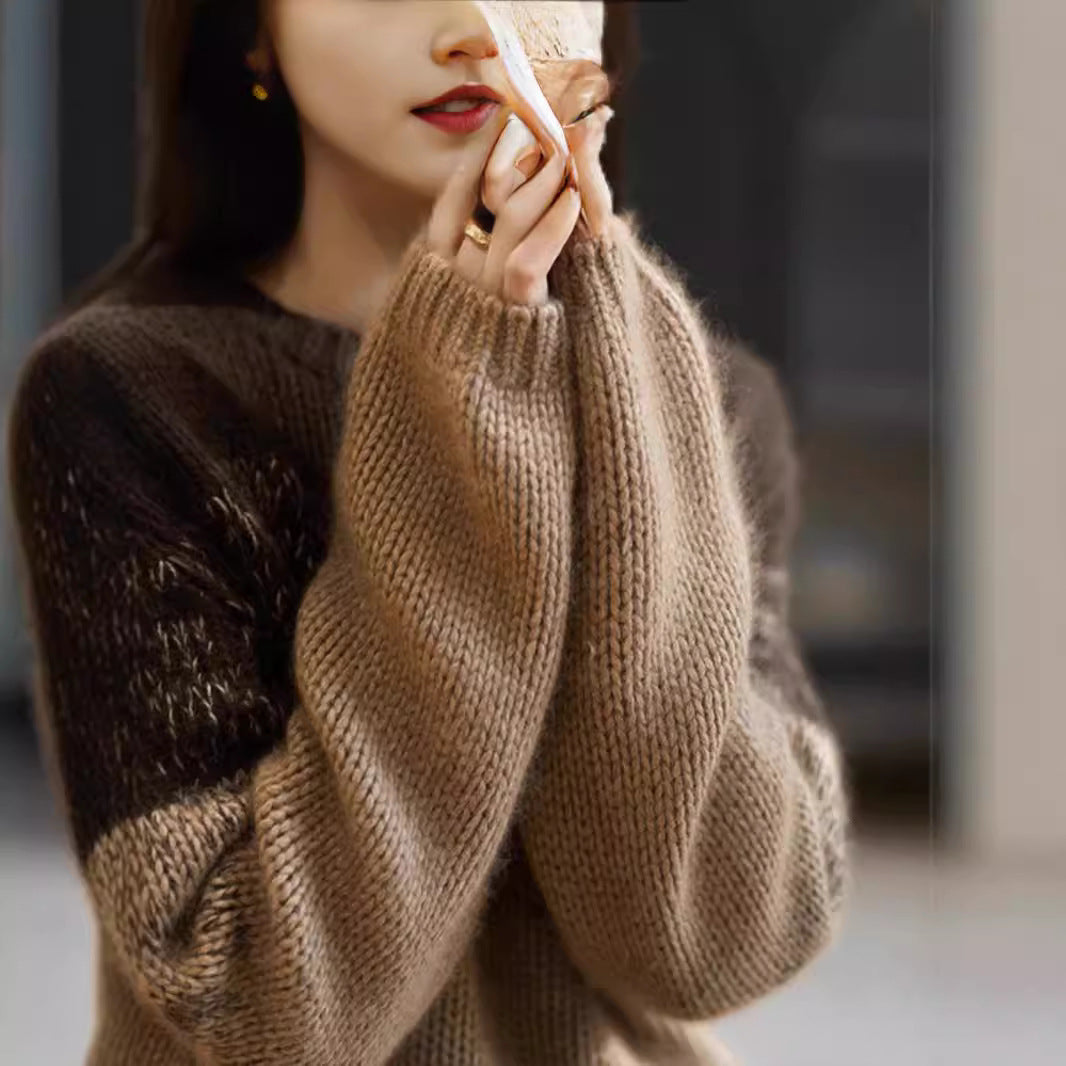 Damen Grobstrickpullover mit hohem Kragen Jully
