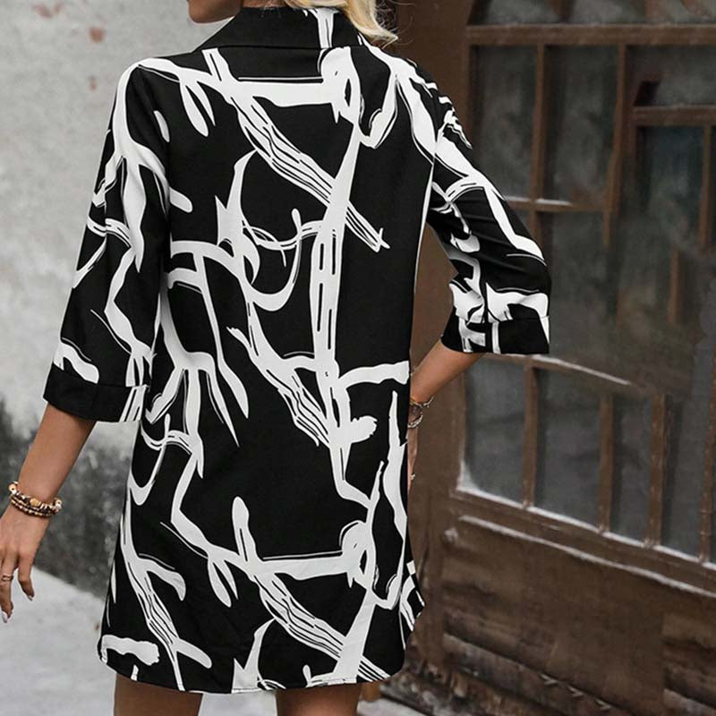 Damen Hemdkleid mit 3/4-Ärmeln aus Baumwolle Jully