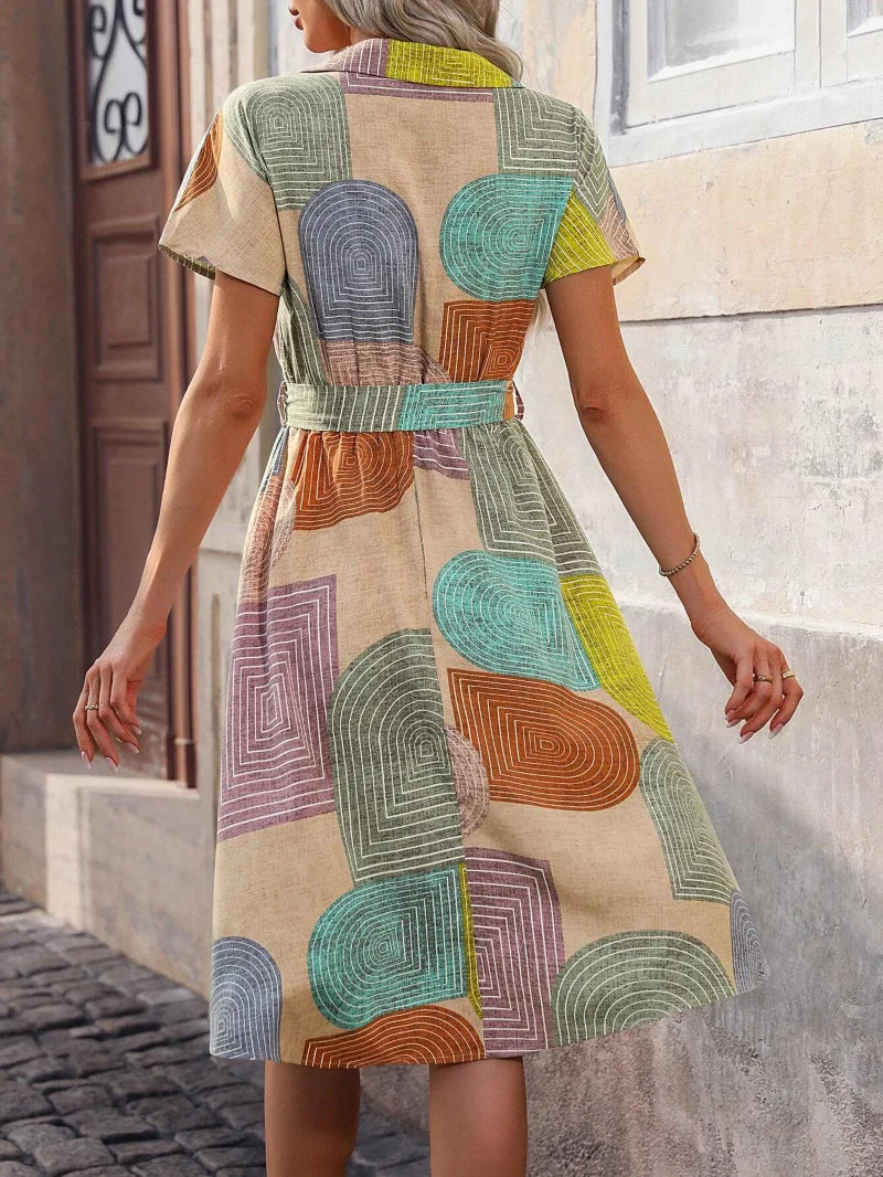 Damen Hemdkleid mit geometrischem Druck für den Sommer Jully