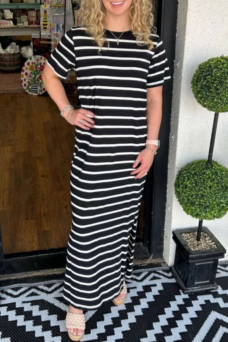 Damen Kleid mit Streifenmuster aus Nylon Jully