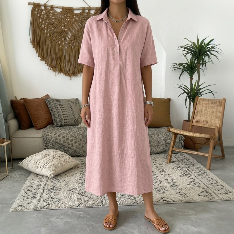 Damen Kleid mit Umlegekragen aus Baumwoll-Polyester Jully
