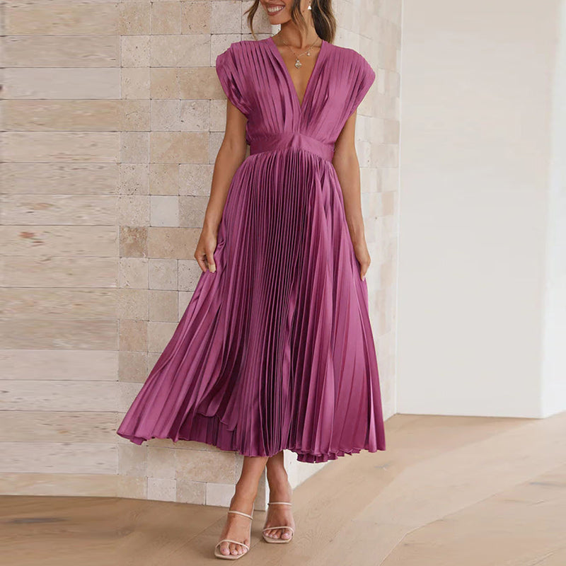 Damen Kleid mit V-Ausschnitt und Rückenbindung Jully