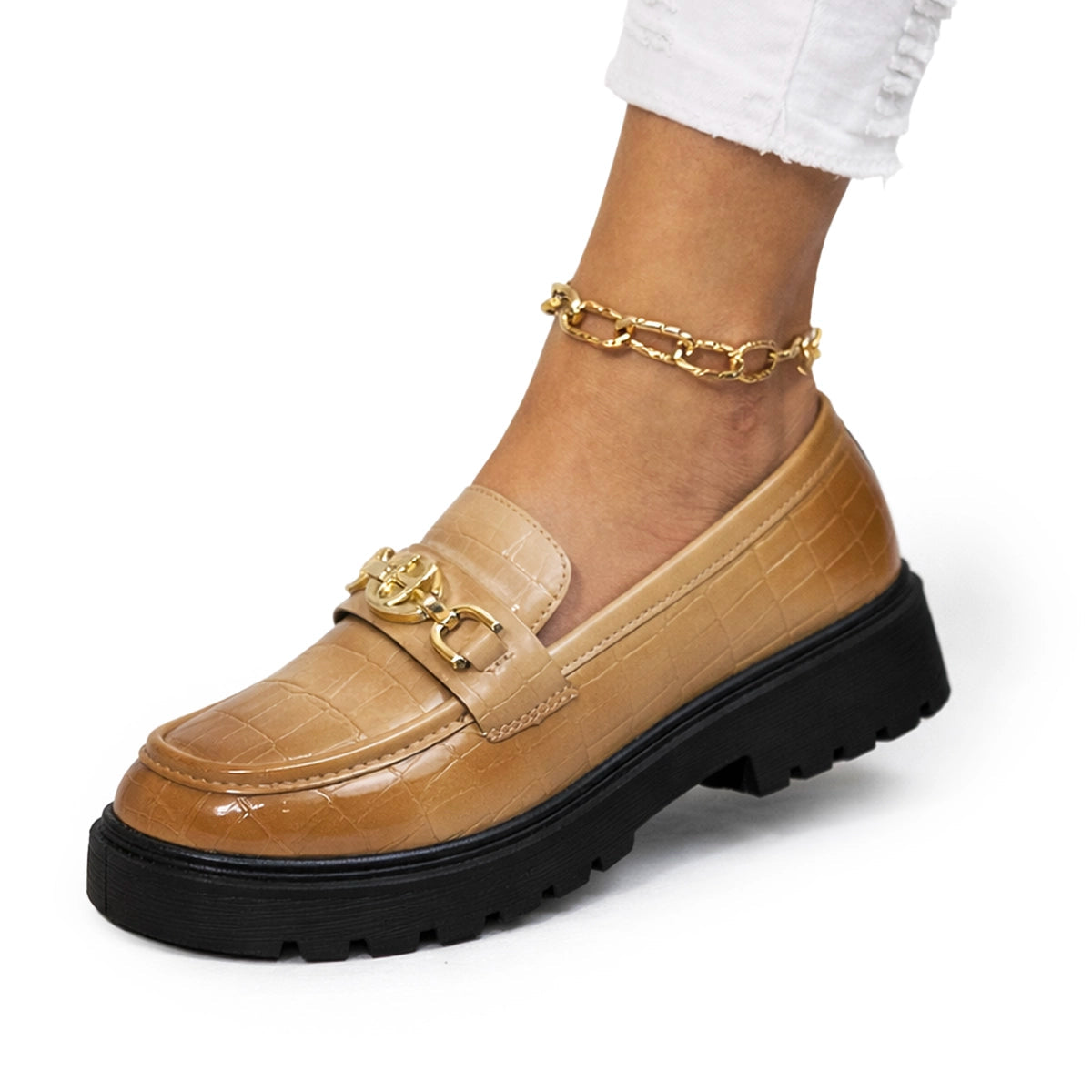 Damen Loafer aus Krokodilimitat mit Horsebit Jully