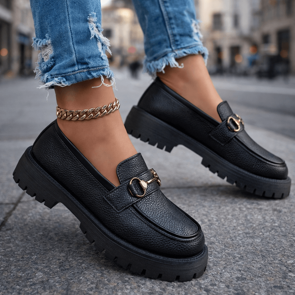 Damen Loafer aus Vollnarbenleder mit grober Profilsohle Jully