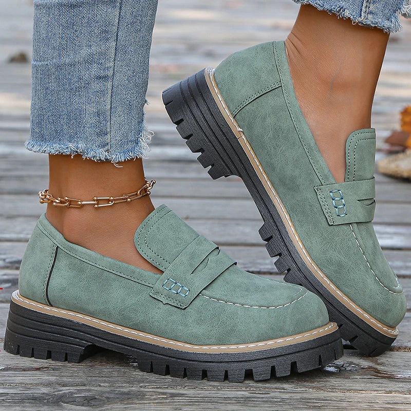 Damen Loafer mit dicker Plateausohle aus Wildleder Jully
