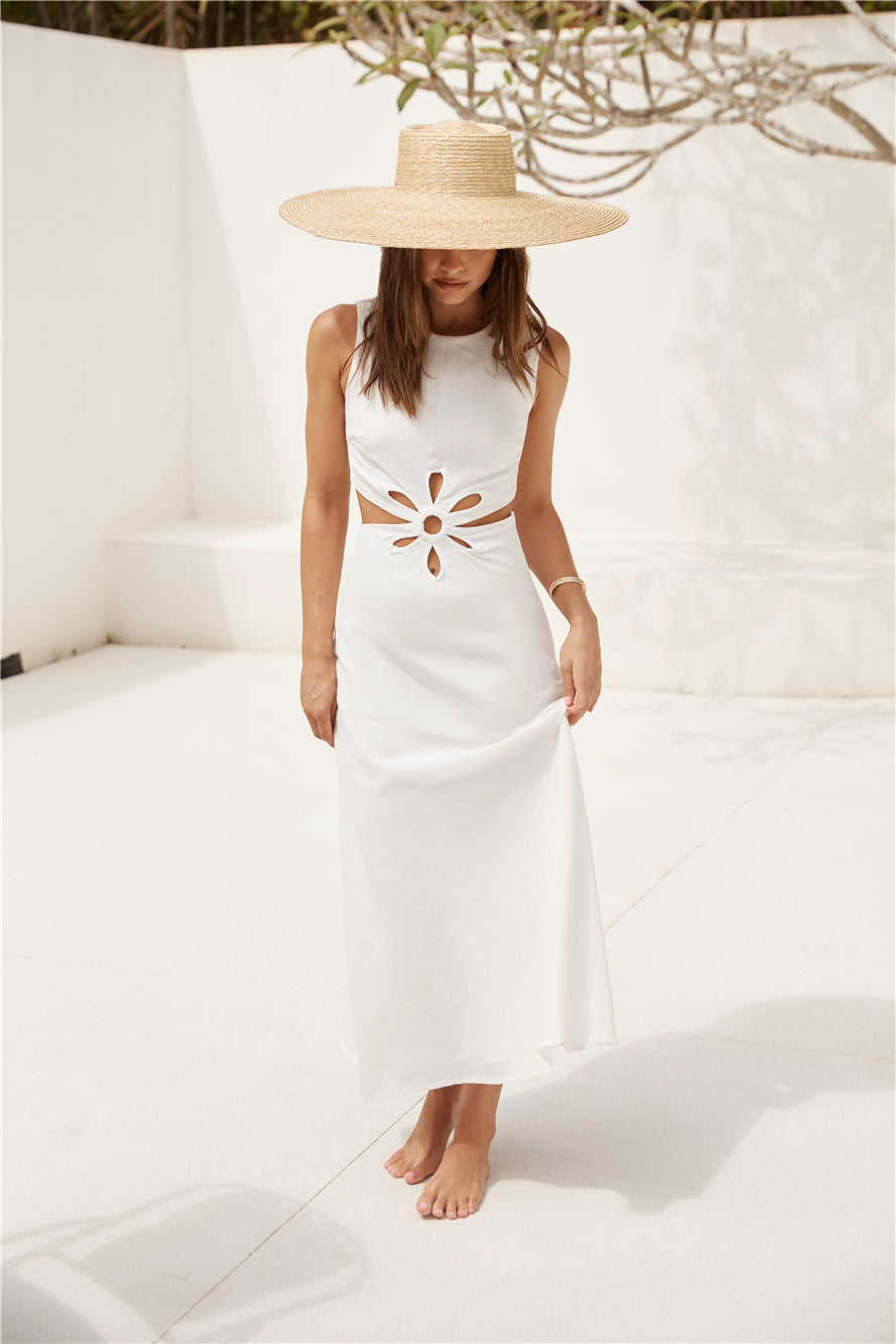 Damen Maxikleid mit Blumenmuster und Rundhalsausschnitt Jully