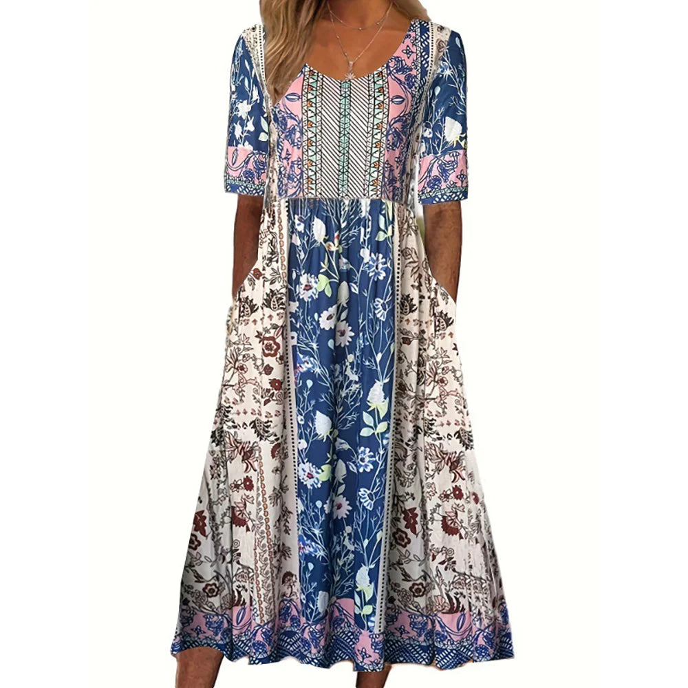Damen Maxikleid mit Böhmischem Druck aus Polyester Jully