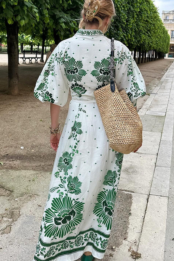 Damen Maxikleid mit Knopfleiste und langen Ärmeln Jully