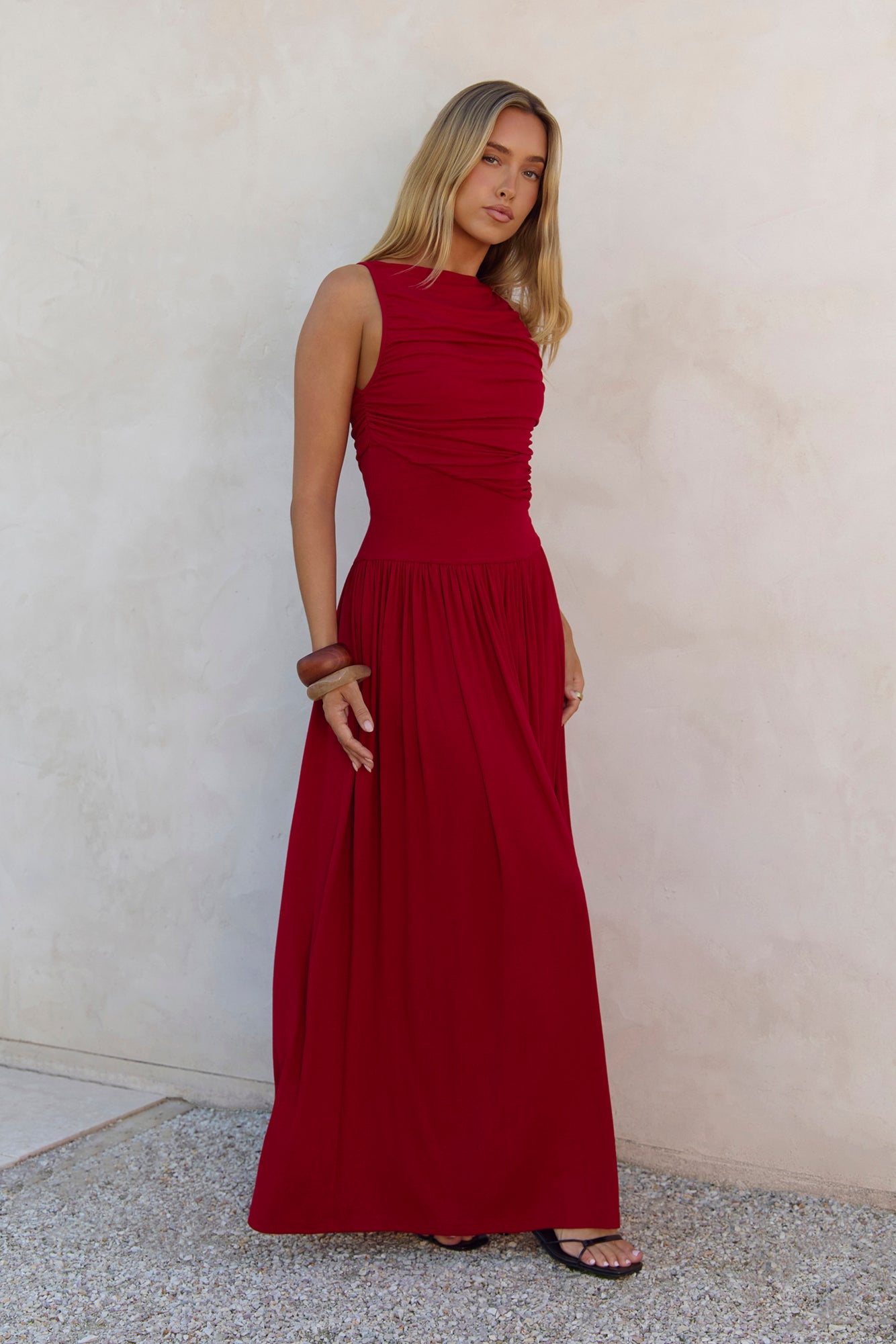 Damen Maxikleid mit Rüschendetails in Navy Jully