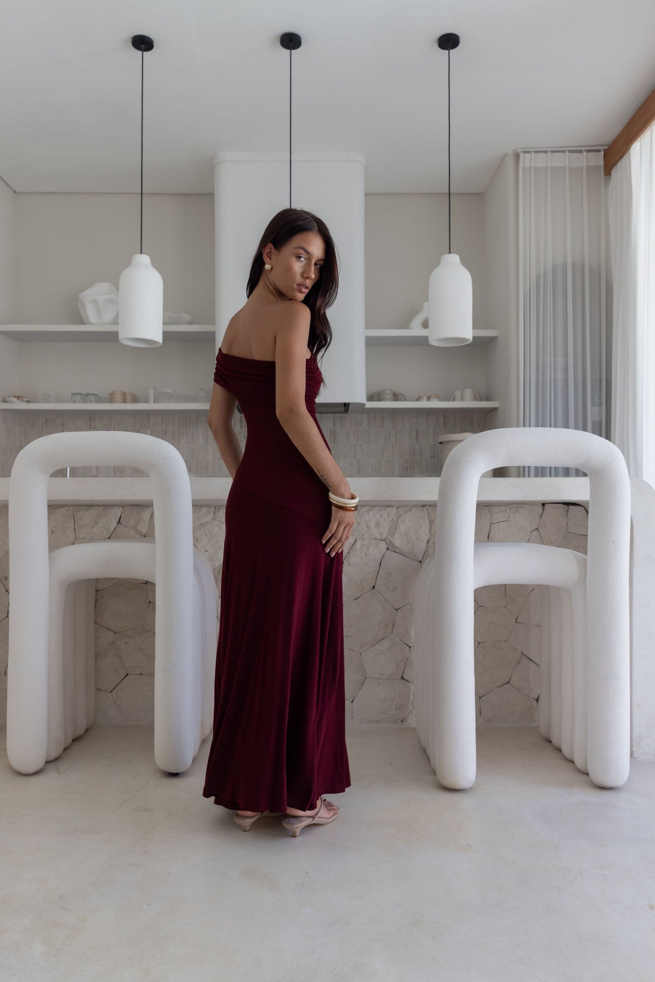Damen Maxikleid mit Schulterfreiem Ausschnitt Jully