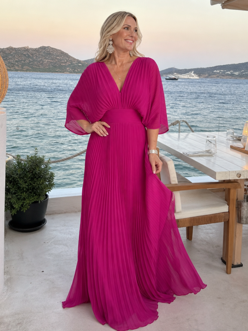 Damen Maxikleid mit V-Ausschnitt für Hochzeitsgast Jully