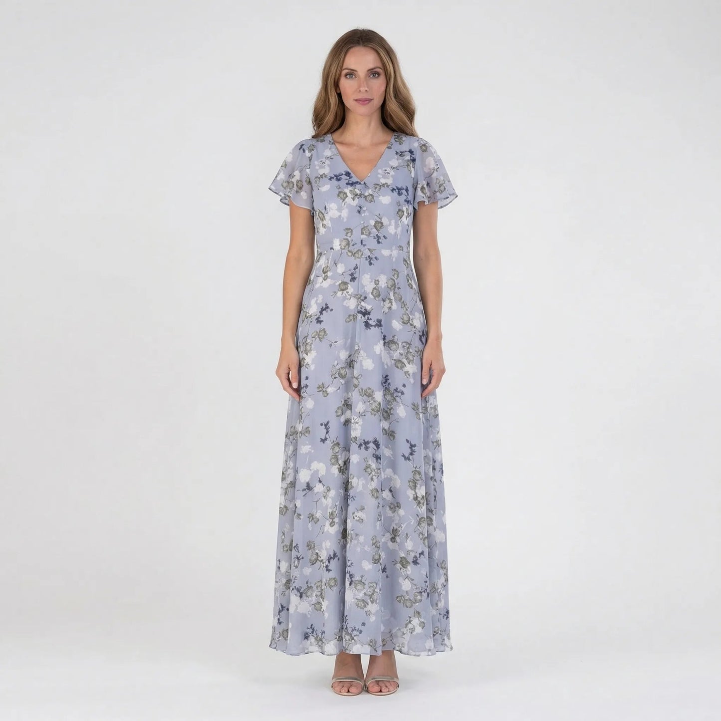 Damen Maxikleid mit V-Ausschnitt und Blumenprint Jully