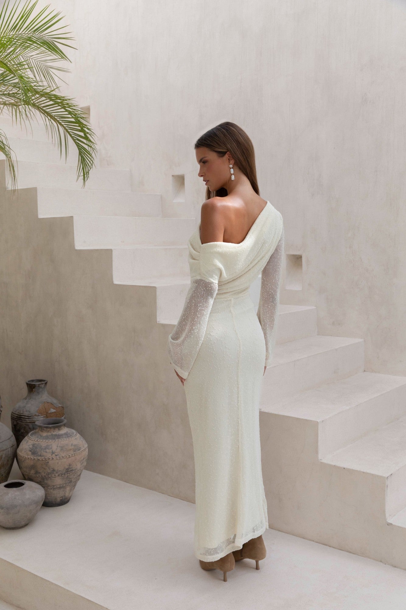Damen Maxikleid mit asymmetrischem Ausschnitt Jully