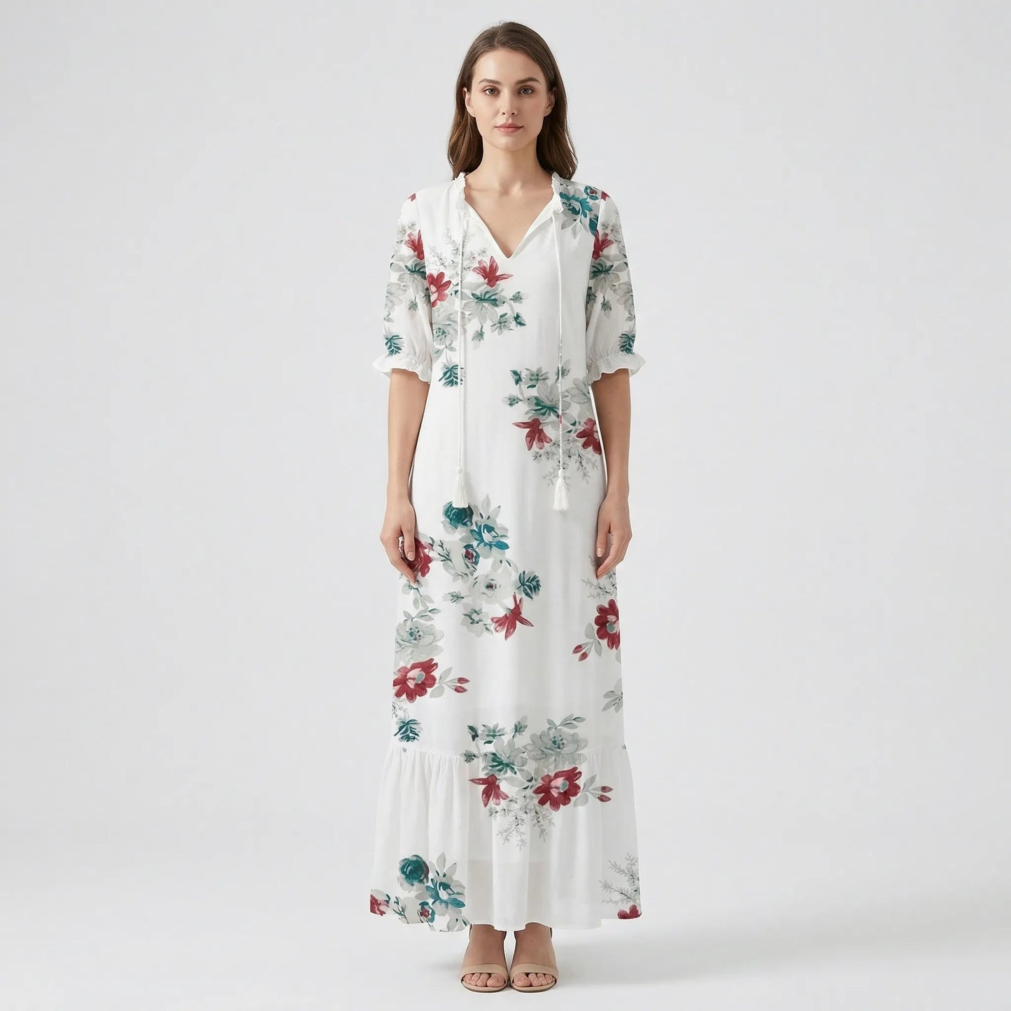 Damen Maxikleid mit botanischem Muster Jully
