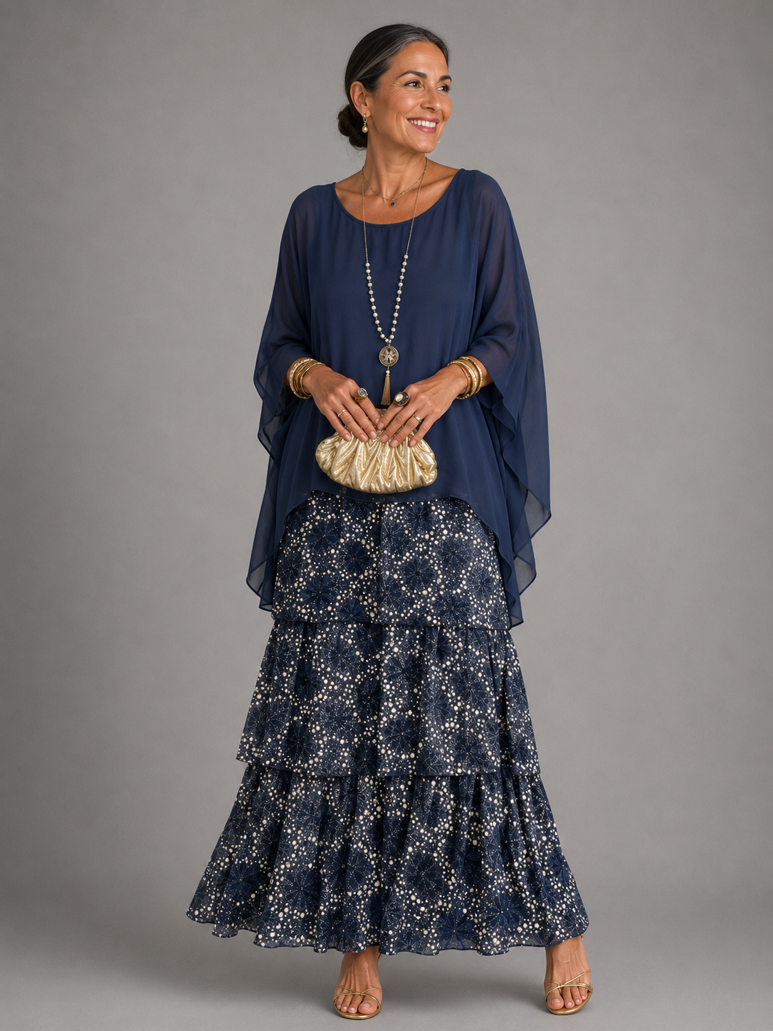 Damen Maxikleid mit fließendem Schnitt Jully