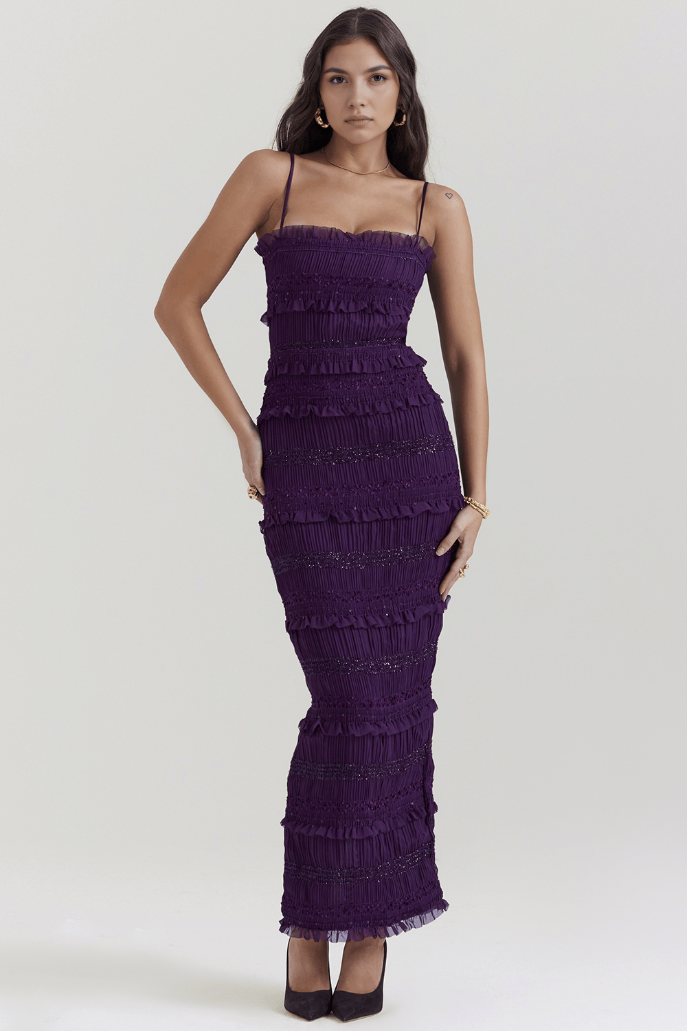 Damen Maxikleid mit fließender Silhouette aus Polyester Jully
