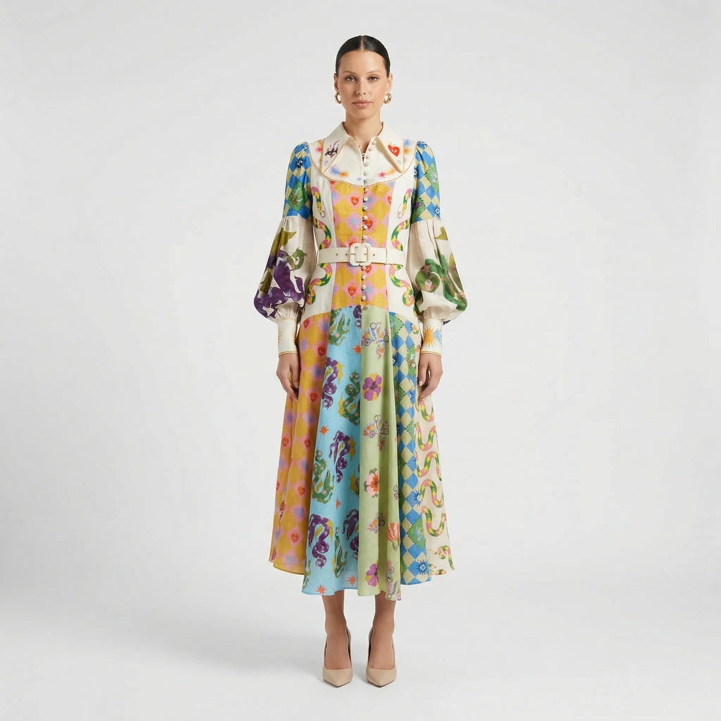 Damen Midi-Kleid mit grafischem Allover-Print Jully
