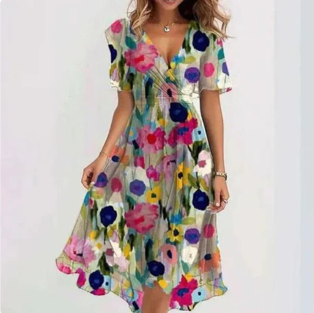Damen Midi-Wickelkleid mit Blumenmuster Jully