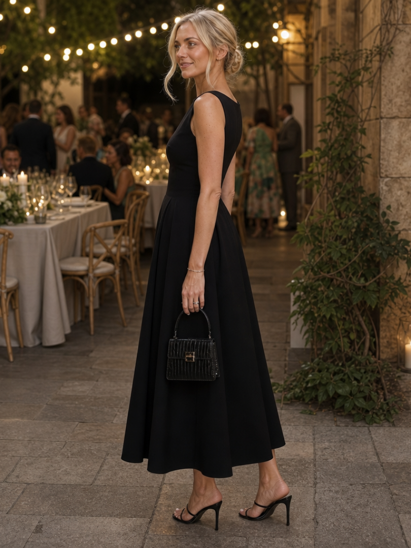 Damen Midikleid ärmellos mit Rundhalsausschnitt Jully