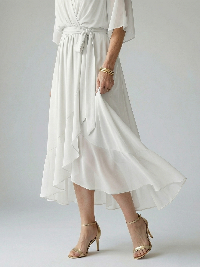 Damen Midikleid mit Drapiertem Schnitt in Elegant Jully