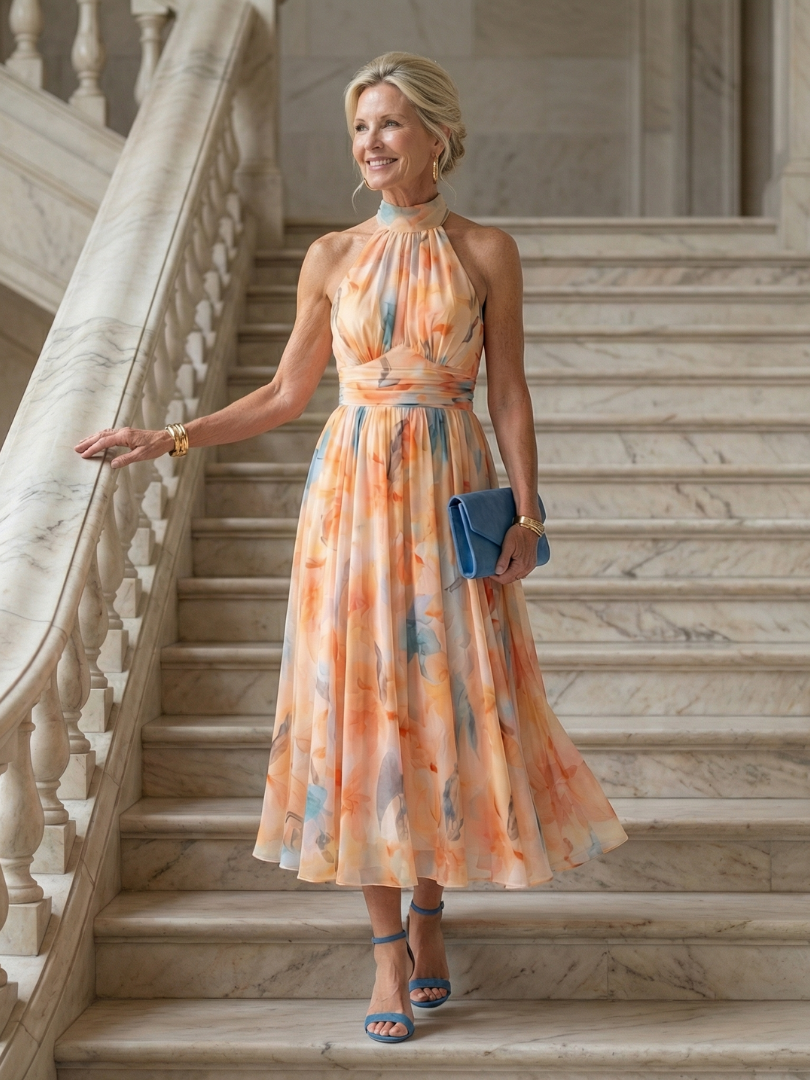 Damen Midikleid mit Neckholder und schmeichelndem Schnitt Jully
