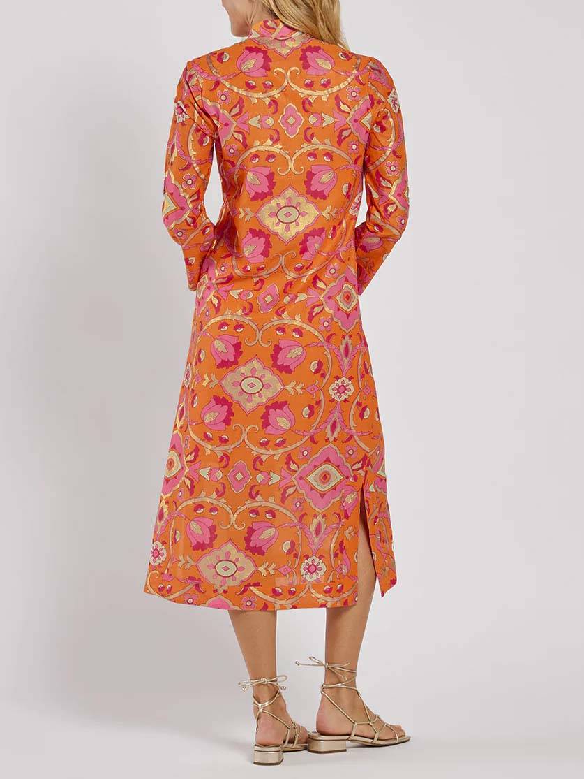 Damen Midikleid mit Stehkragen und Blumenmuster Jully